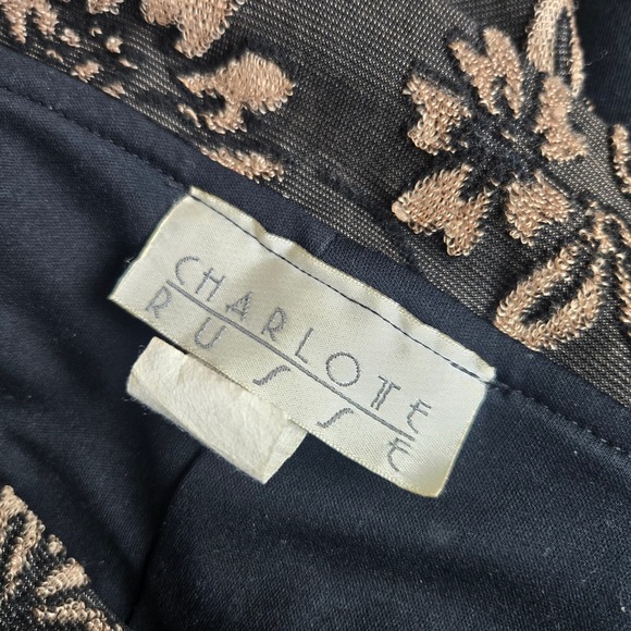 Vtg Y2K Charlotte Russe S Ruched Floral Embroidered Maxi Cinch Strapless Dress - Picture 8 of 11